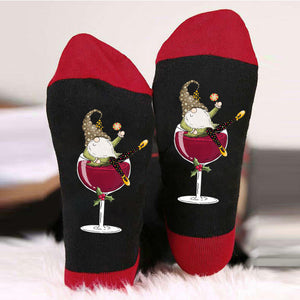 Gnome Wine Glass Unisex Crew Sokker