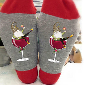 Gnome Wine Glass Unisex Crew Sokker