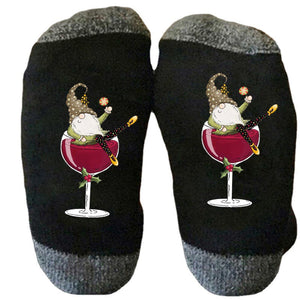 Gnome Wine Glass Unisex Crew Sokker